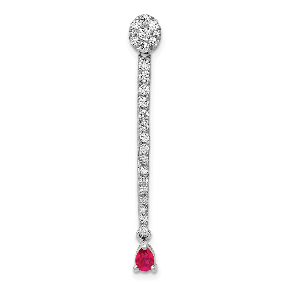 14k white gold real diamond 18 ruby fancy teardrop chain slide pm3882 ru 060 wa