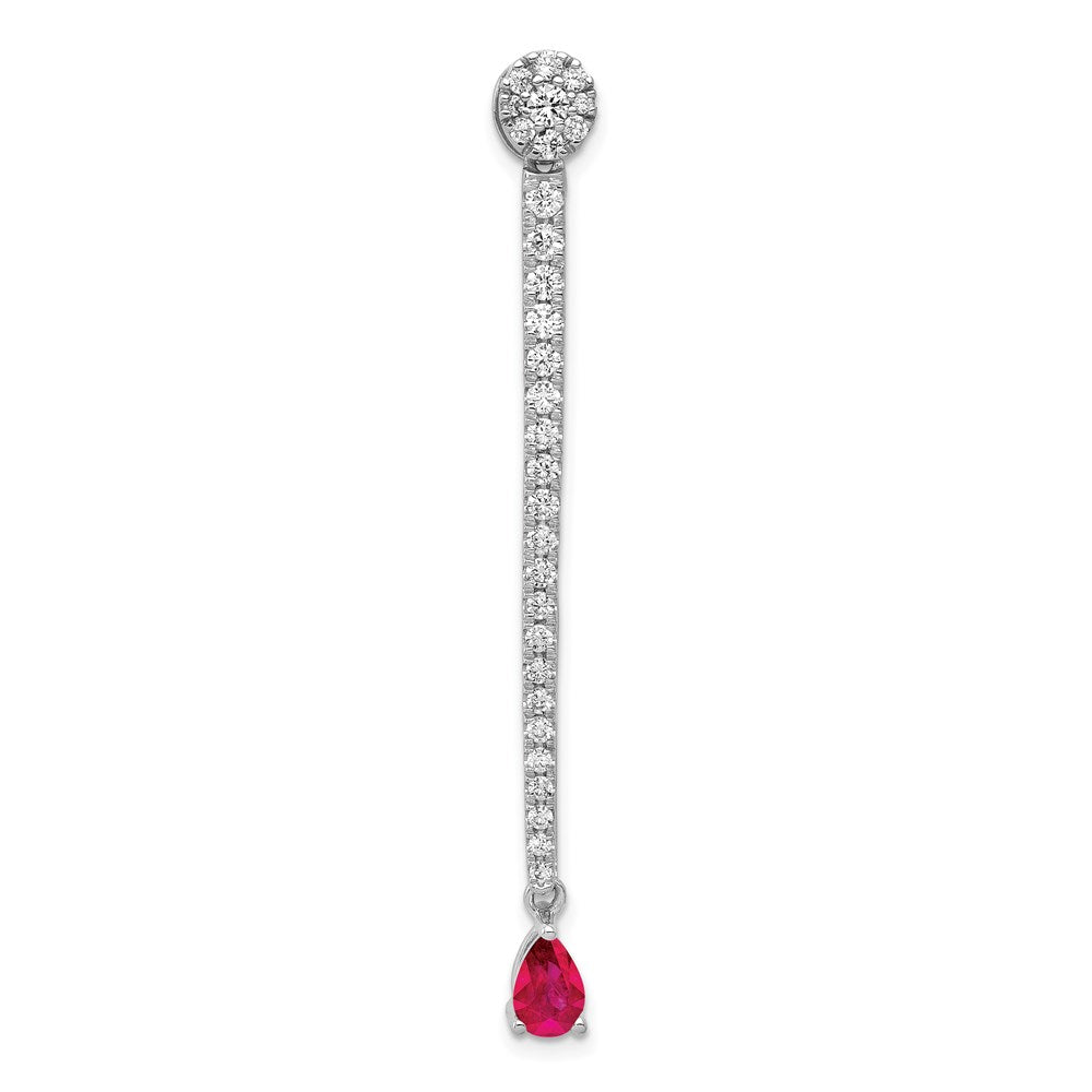 14k white gold real diamond 29 ruby fancy teardrop chain slide pm3882 ru 100 wa