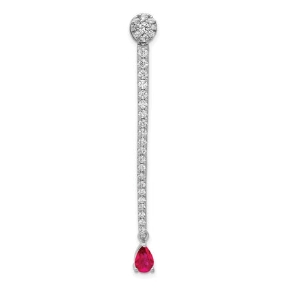 14k white gold real diamond 29 ruby fancy teardrop chain slide pm3882 ru 100 wa