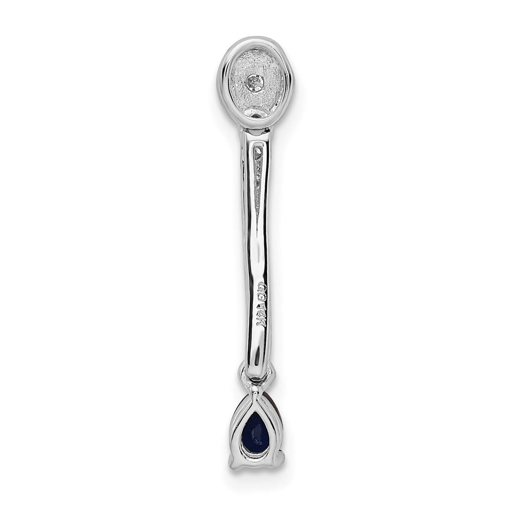 Solid 14k White Gold 1/3ct. Simulated CZ and Sapphire Fancy Pendant