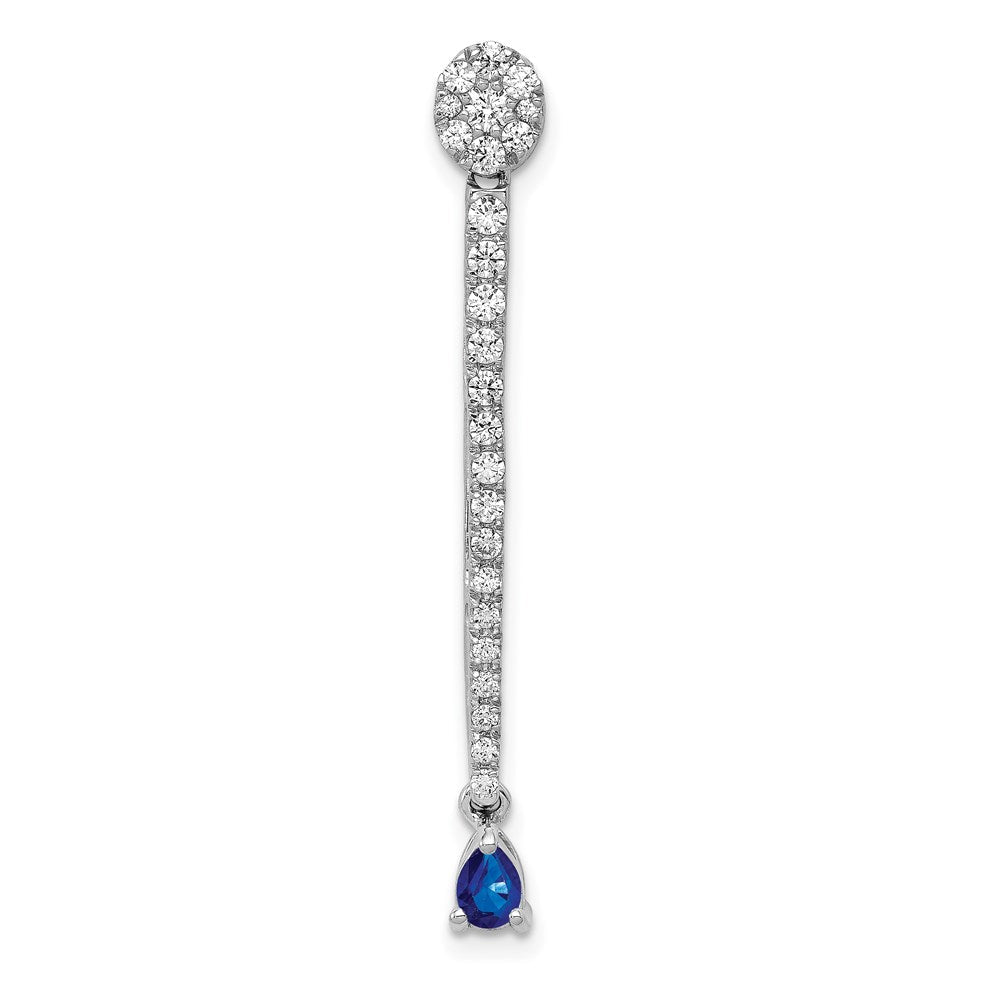 14k white gold 5 8ct real diamond sapphire fancy pendant pm3882 sa 060 wa