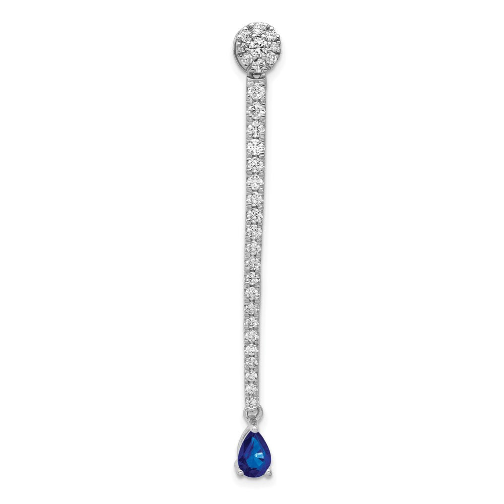 14k white gold 1ct real diamond sapphire fancy pendant pm3882 sa 100 wa