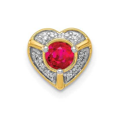 14k yellow gold real diamond and 25 ruby fancy heart chain slide pm3921 ru 005 ya