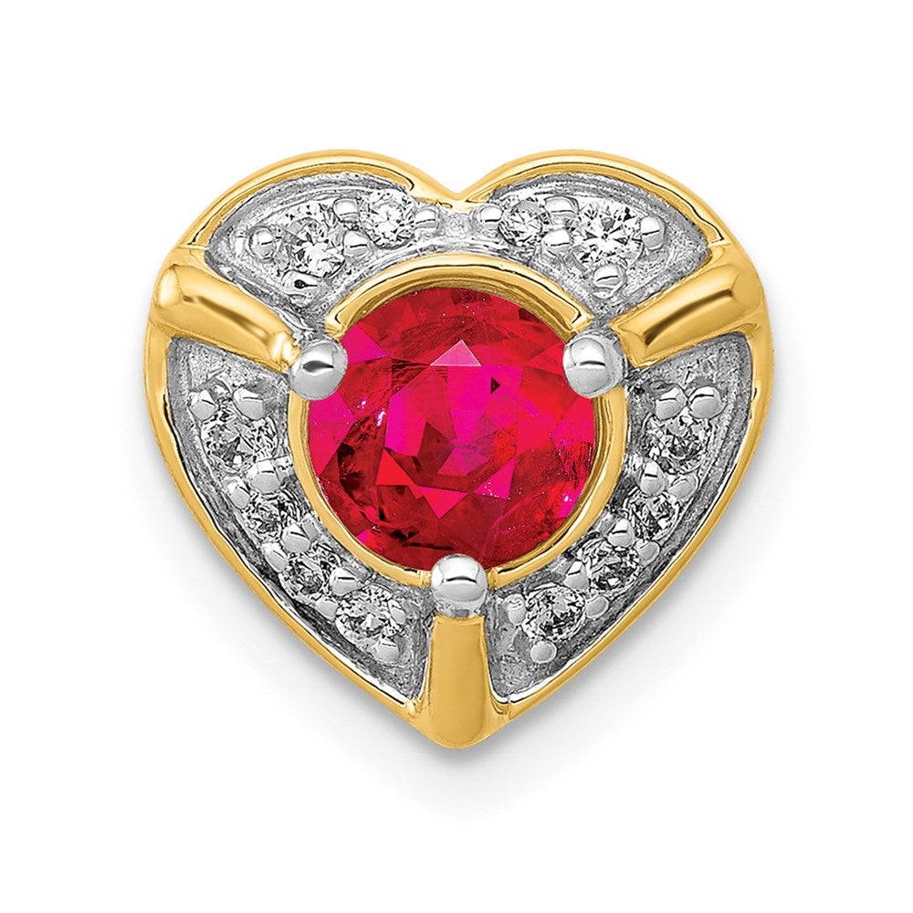 14k yellow gold real diamond 50 ruby fancy heart chain slide pm3921 ru 011 ya