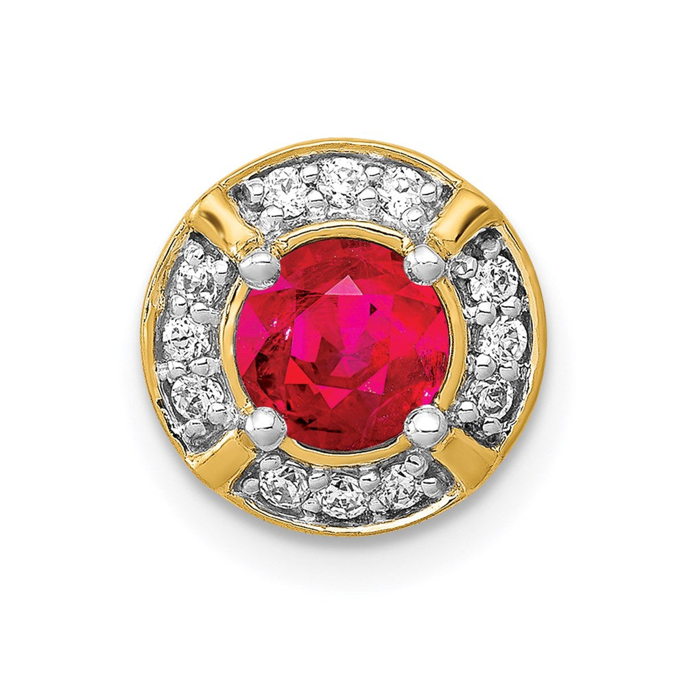 14k yellow gold real diamond and 50 ruby fancy round chain slide pm3922 ru 012 ya