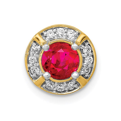 14k yellow gold real diamond and 50 ruby fancy round chain slide pm3922 ru 012 ya
