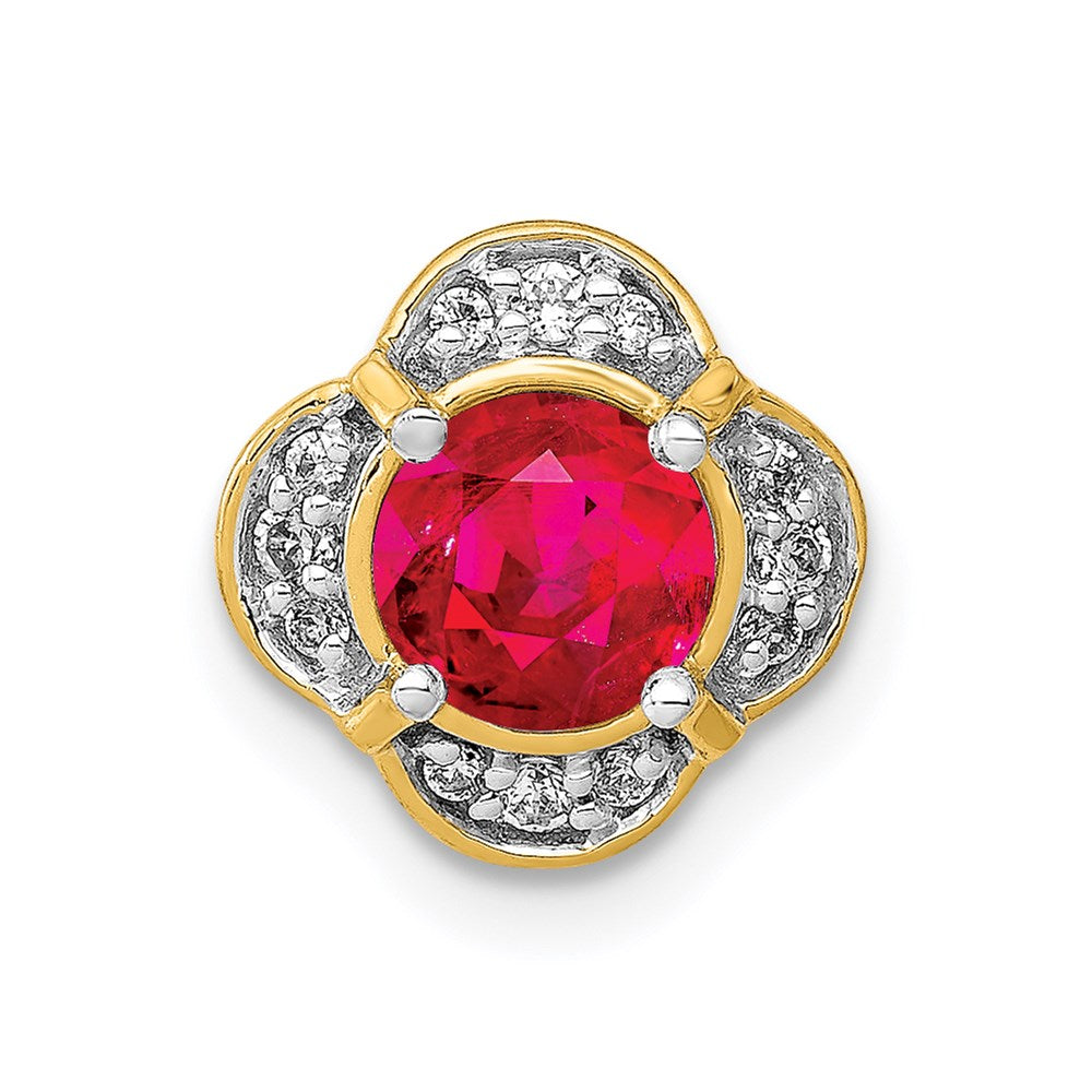 14k yellow gold real diamond and ruby fancy chain slide pm3923 ru 008 ya