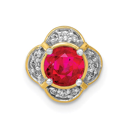 14k yellow gold real diamond and ruby fancy chain slide pm3923 ru 008 ya