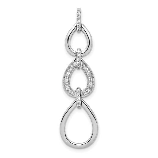 Solid 14k White Gold 1/8ct. Simulated CZ Fancy Teardrop Dangle Pendant