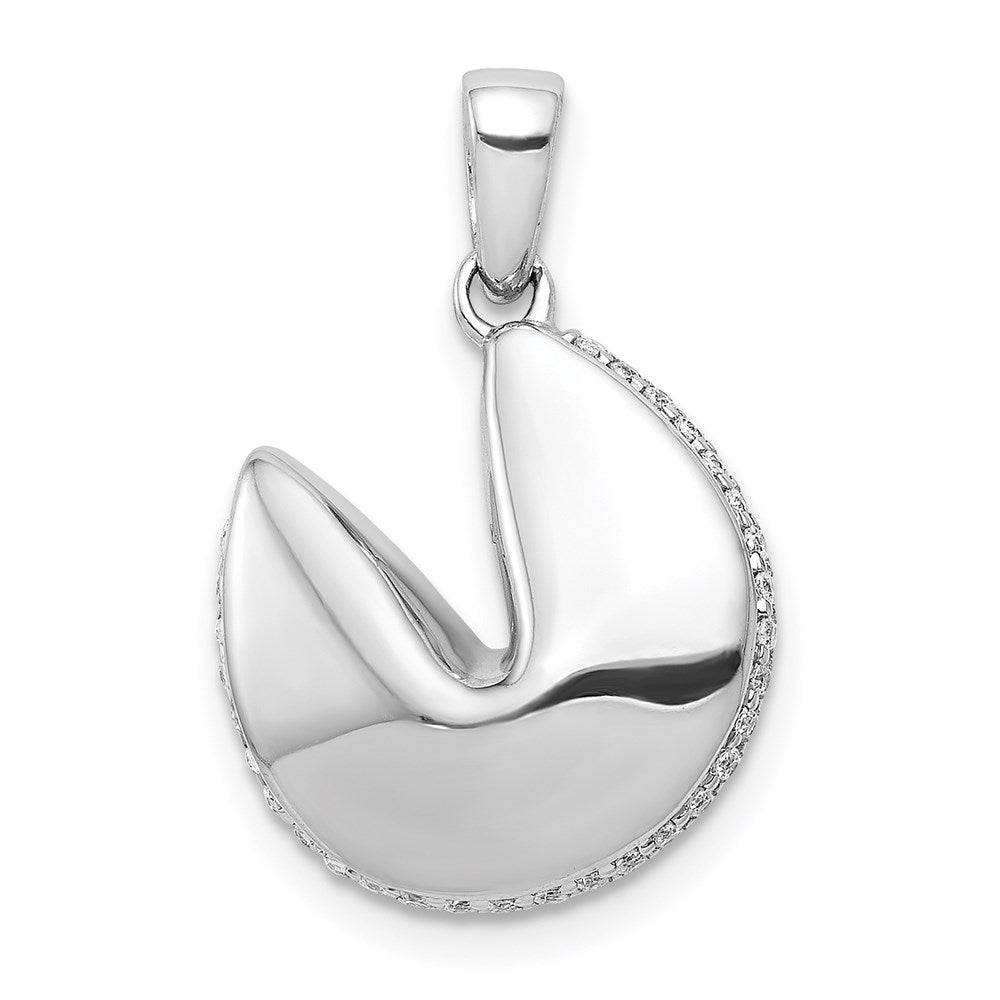 14k white gold 1 8ct real diamond fortune cookie pendant pm3997 012 wa