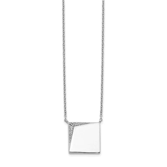 14k white gold real diamond fancy square necklace pm4004 012 wa 18