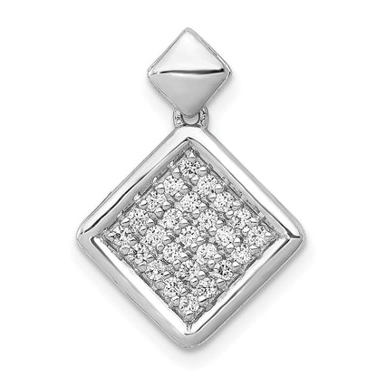 14k white gold 1 4ct real diamond fancy tilted square pendant pm4012 025 wa