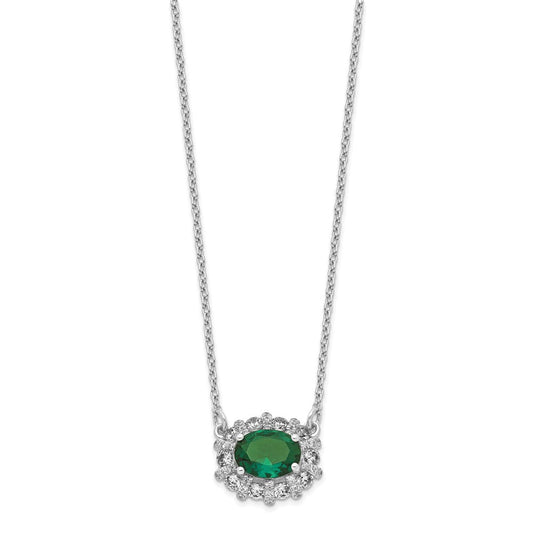 14k white gold real diamond emerald necklace pm4025 em 062 wa 18