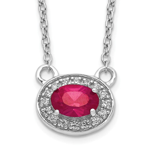 14k white gold real diamond and oval ruby 18 inch necklace pm4026 ru 008 wa 18