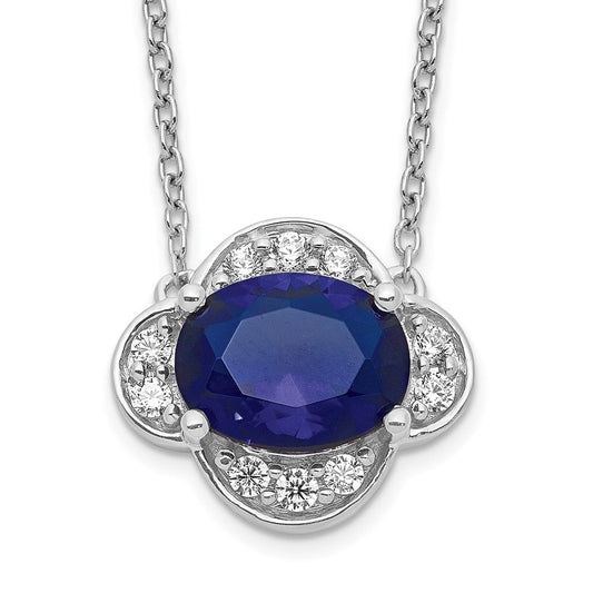 14k white gold real diamond and oval sapphire 18 inch necklace pm4027 sa 020 wa 18