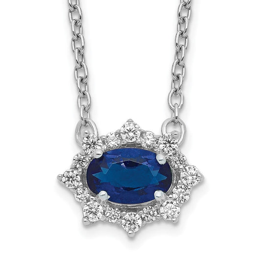 14k white gold real diamond and oval sapphire 18 inch necklace pm4028 sa 014 wa 18
