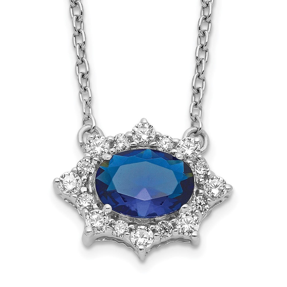 14k white gold real diamond and oval sapphire 18 inch necklace pm4028 sa 025 wa 18