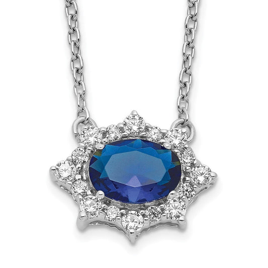 14k white gold real diamond and oval sapphire 18 inch necklace pm4028 sa 025 wa 18