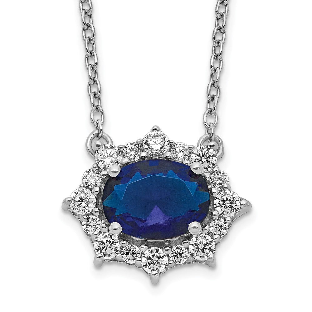 14k white gold real diamond and oval sapphire 18 inch necklace pm4028 sa 038 wa 18