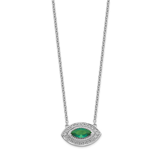 14k white gold real diamond emerald necklace pm4029 em 011 wa 18