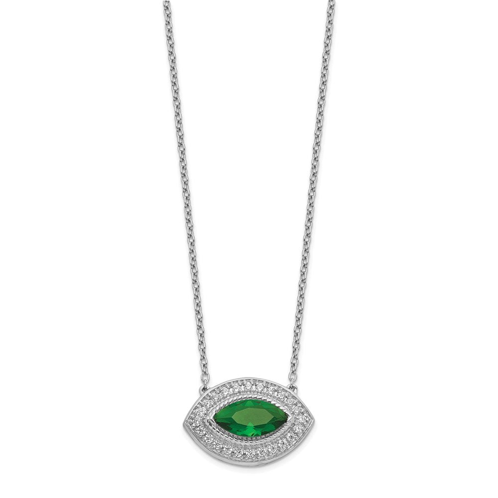 14k white gold real diamond emerald necklace pm4029 em 020 wa 18