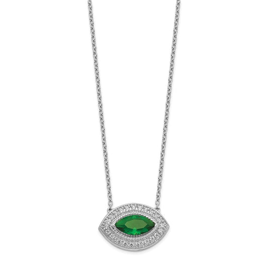 14k white gold real diamond emerald necklace pm4029 em 020 wa 18