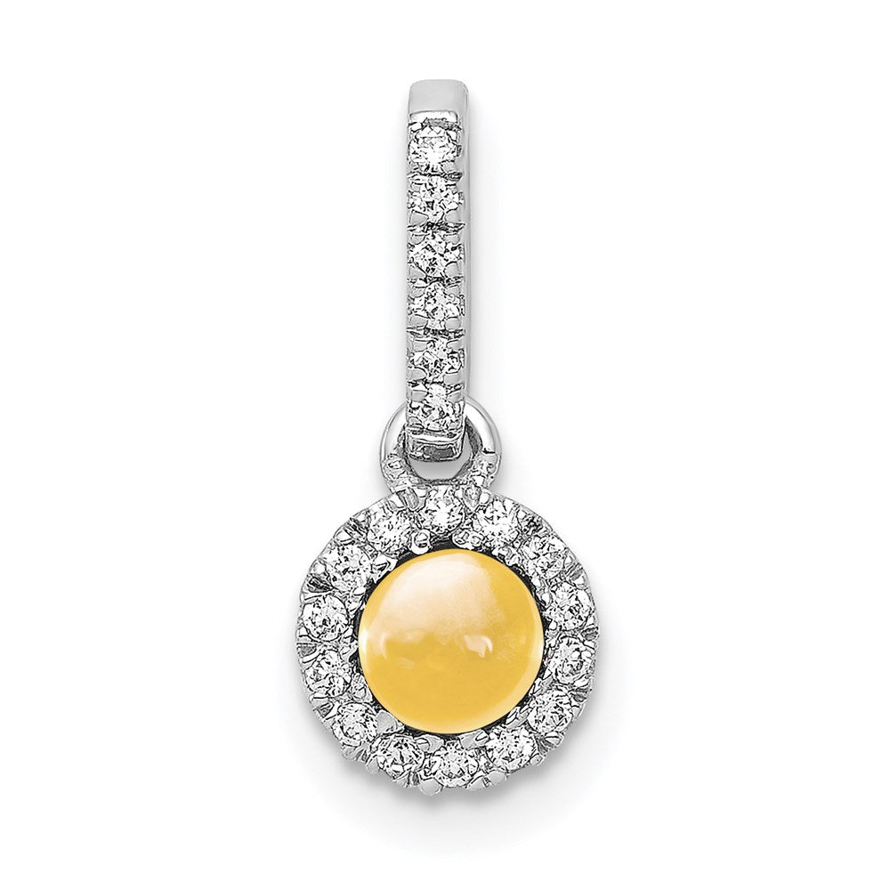 14k white gold real diamond and cabochon 47 citrine halo pendant pm4031 ci 009 wa