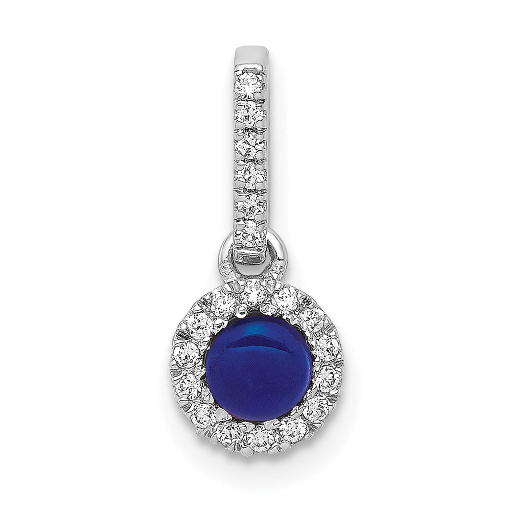 14k white gold real diamond and cabochon 47 sapphire halo pendant pm4031 sa 009 wa