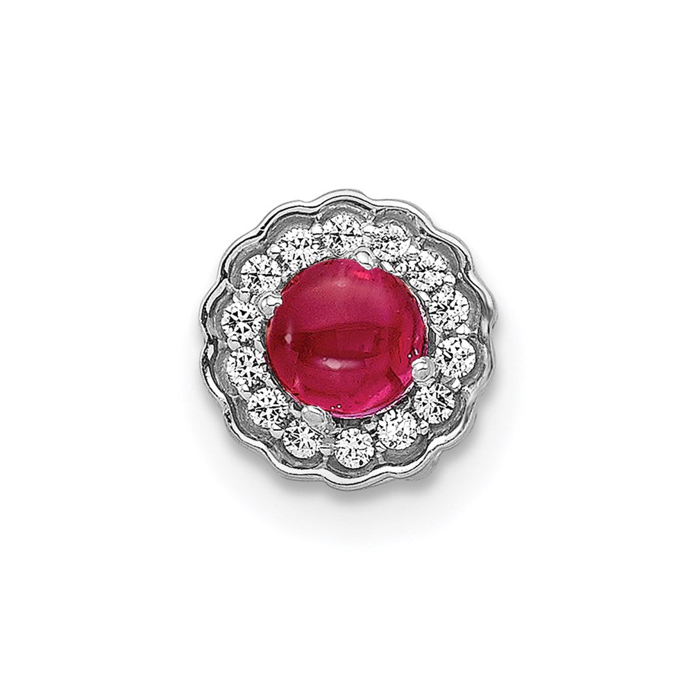 14k white gold real diamond and cabochon 38 ruby chain slide pm4032 ru 007 wa
