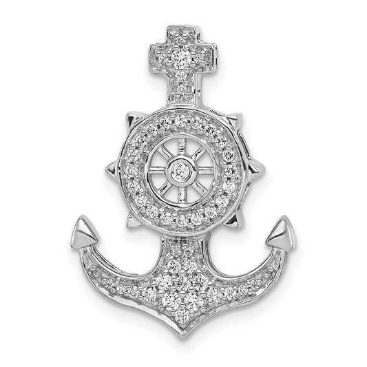 14k white gold real diamond mariners anchor chain slide pm4055 025 wa