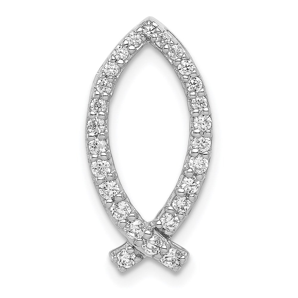 14k white gold 1 3ct real diamond ichthus chain slide pm4058 033 wa