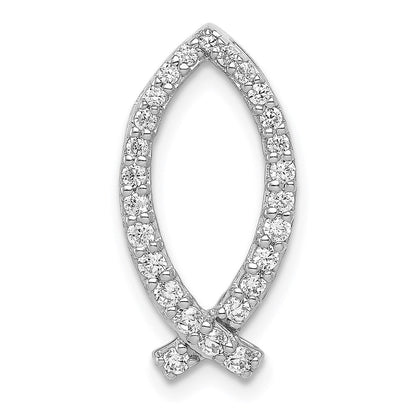 14k white gold 1 3ct real diamond ichthus chain slide pm4058 033 wa