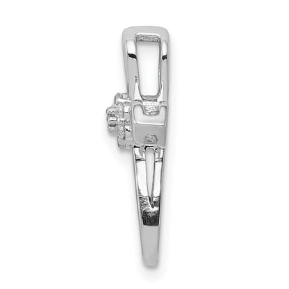 Solid 14k White Gold 1/20ct. Simulated CZ Cross Pendant