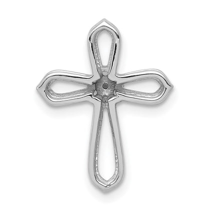 Solid 14k White Gold 1/20ct. Simulated CZ Cross Pendant