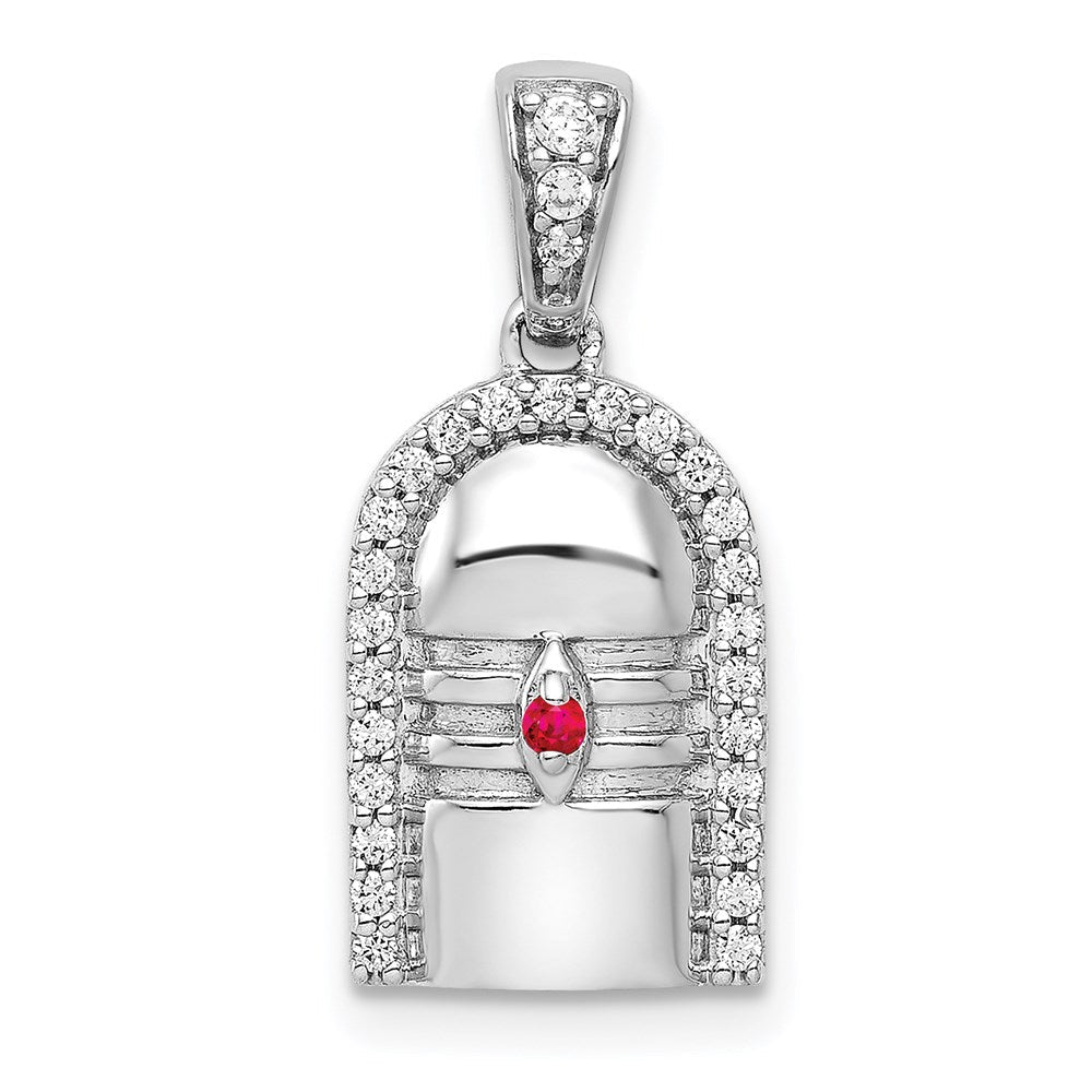14k white gold 1 6ct real diamond and ruby accent pendant pm4074 ru 016 wa