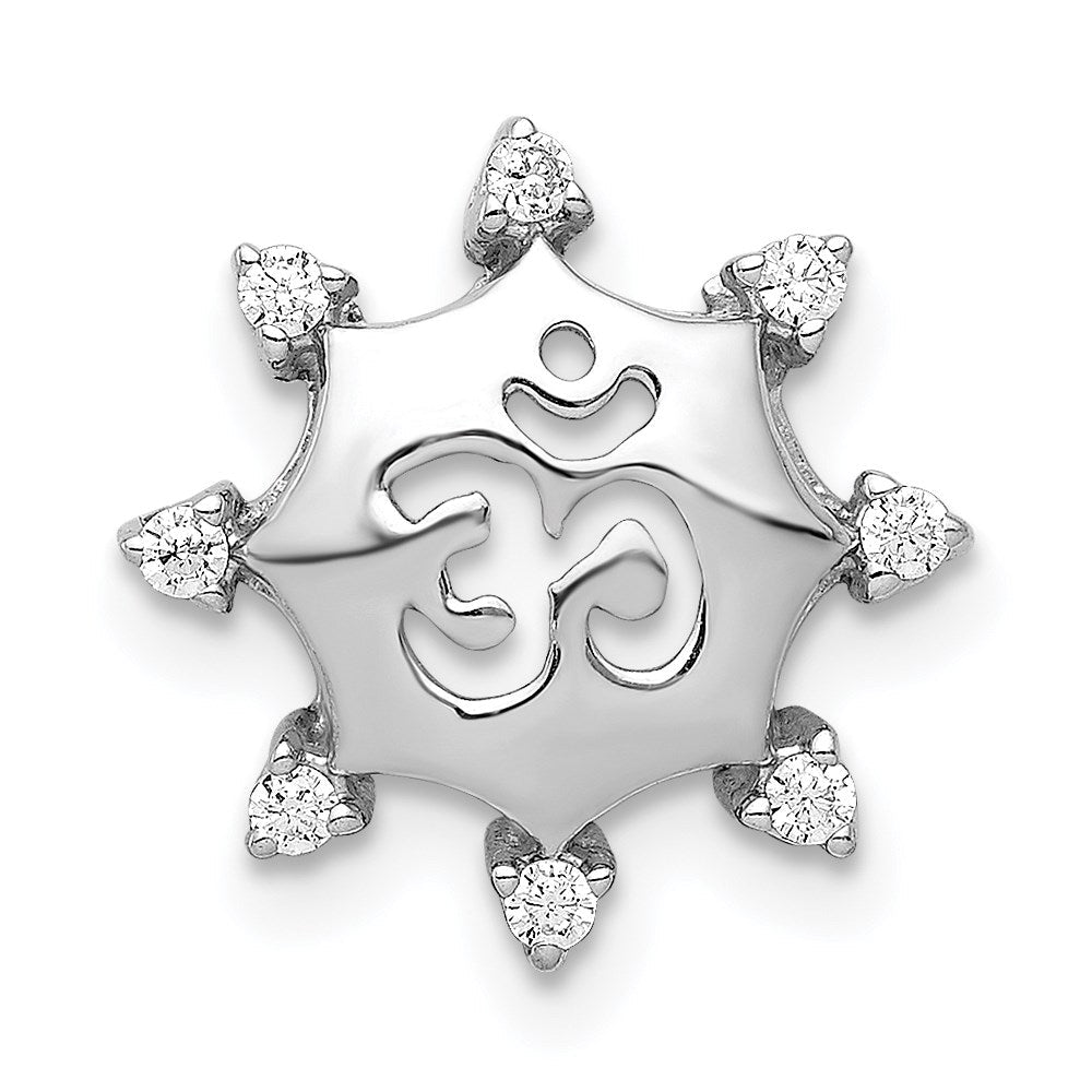 14k white gold 1 10ct real diamond om symbol chain slide pm4075 010 wa