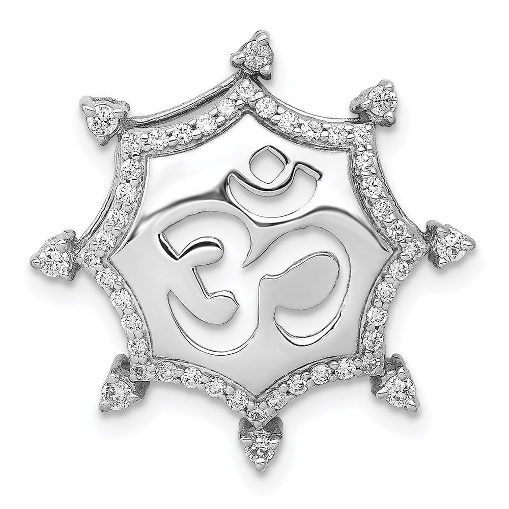 14k white gold 1 3ct real diamond om symbol chain slide pm4076 033 wa