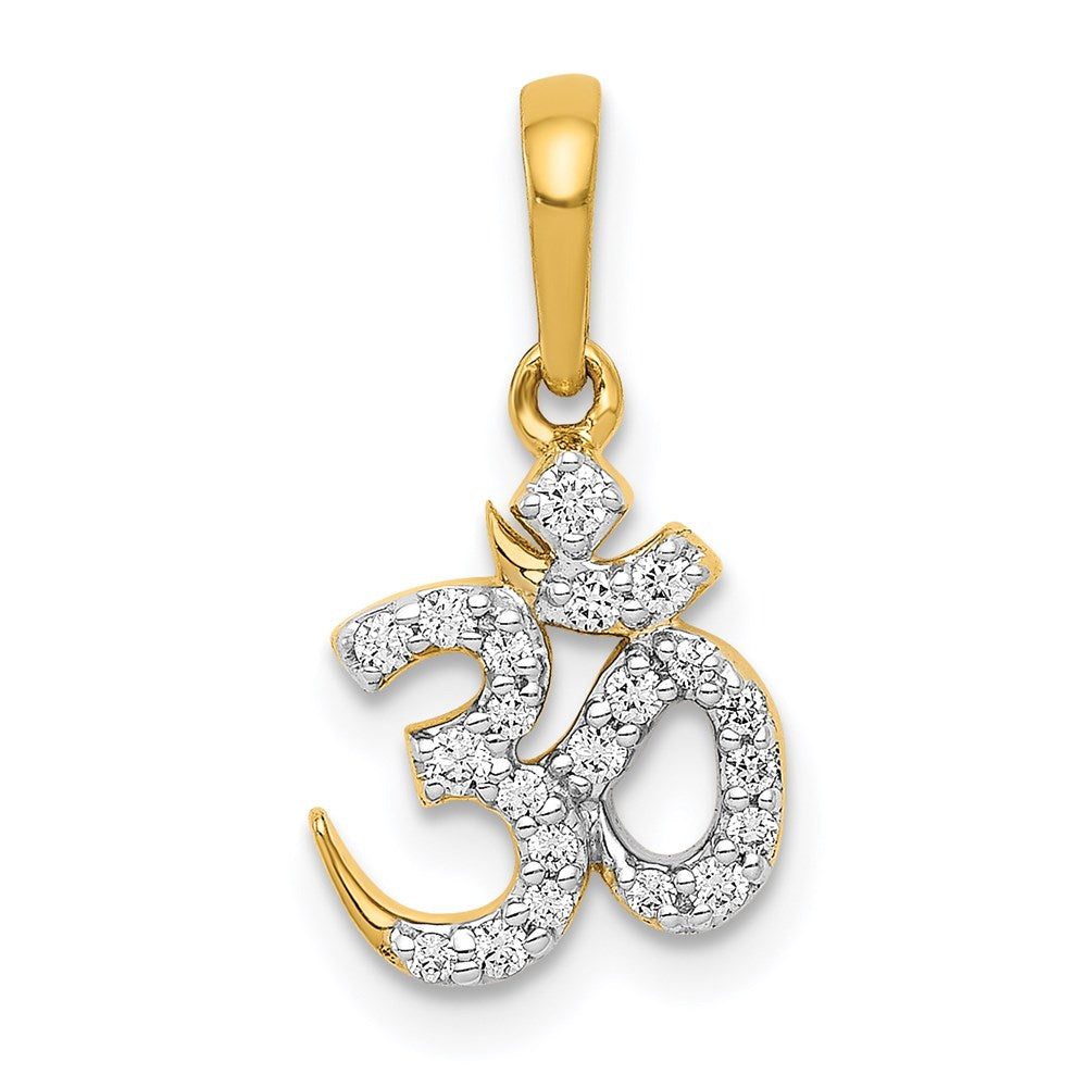 14k yellow gold 1 6ct real diamond om pendant pm4091 015 ya