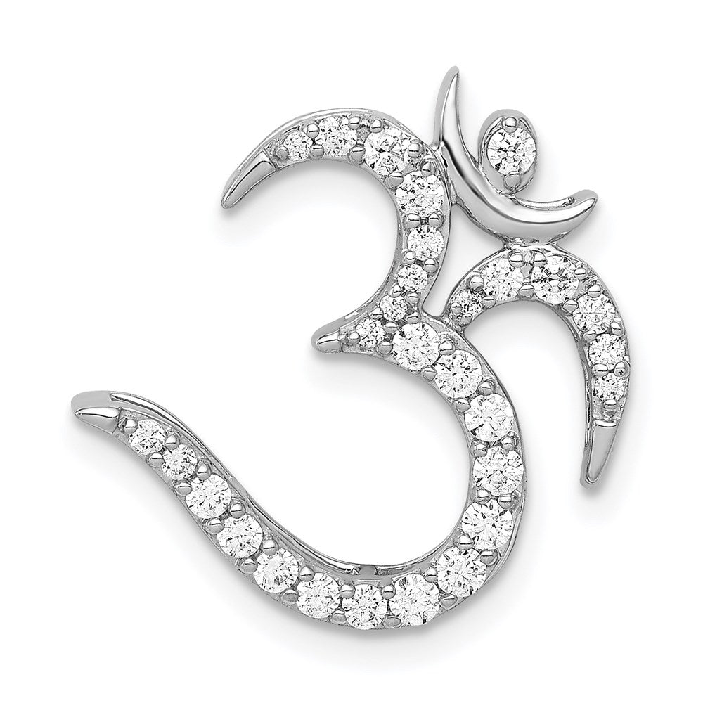 14k white gold 3 8ct real diamond om symbol chain slide pm4094 040 wa