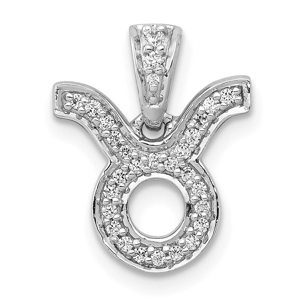 14k white gold real diamond taurus pendant pm4103 012 wa