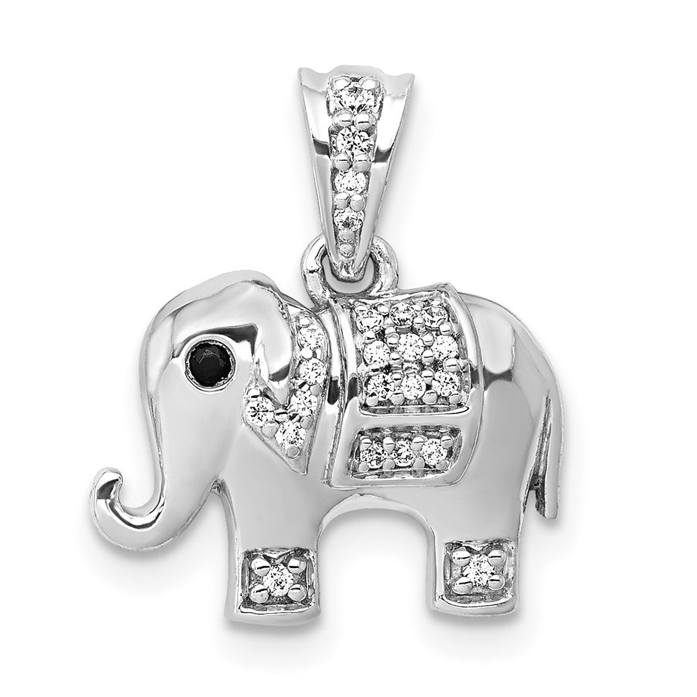 14k white gold black white real diamond elephant pendant pm4124 009 wa