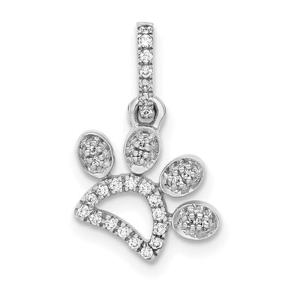 14k white gold 1 10ct real diamond paw print pendant pm4130 011 wa