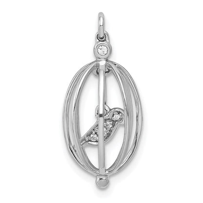 14k white gold real diamond bird in cage pendant pm4131 003 wa