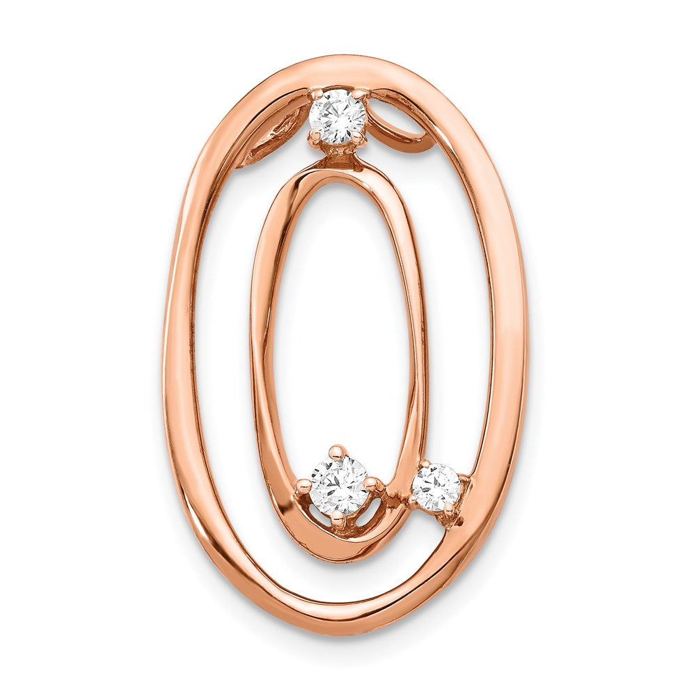14k rose gold 1 5ct real diamond double oval chain slide pm4245 020 ra