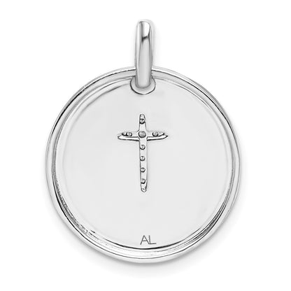 Solid 14k White Gold Simulated CZ Cross Faith Pendant