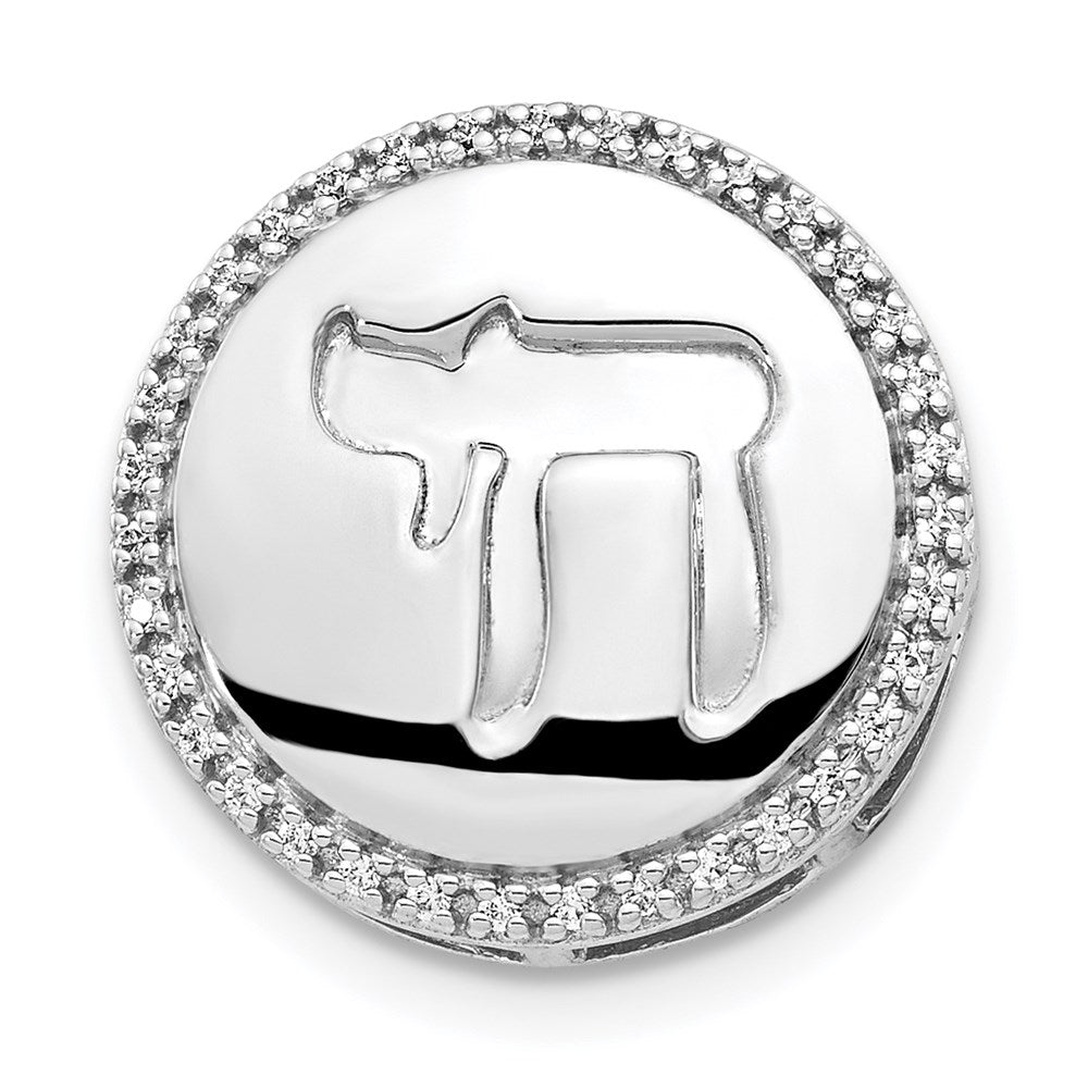 14k white gold 1 10ct real diamond chai chain slide pm4357 010 wa