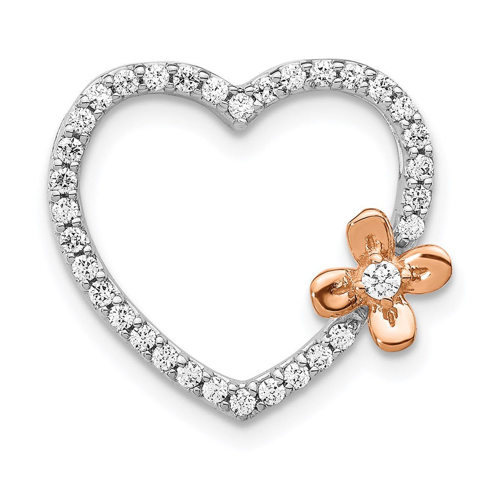 14k white gold w rose gold flower real diamond heart pendant pm4361 020 wra