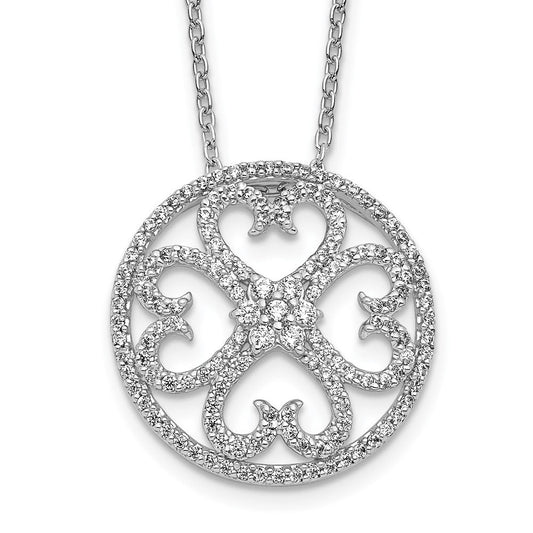 14k white gold real diamond vintage hearts pendant pm4364 050 wa