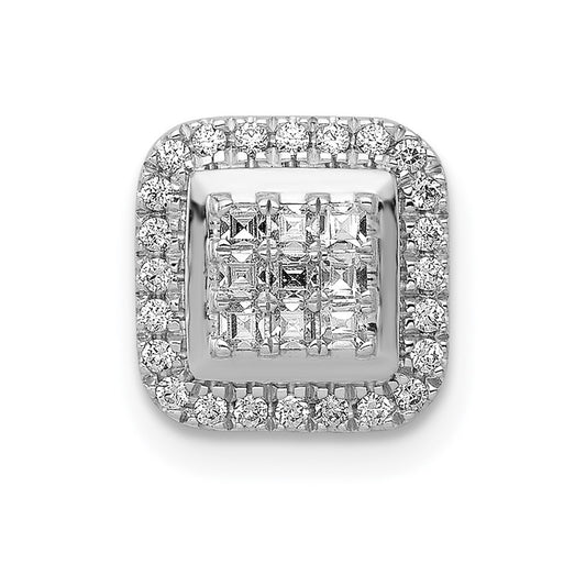 Solid 14k White Gold 1/4ct. Simulated CZ Square Cluster Pendant