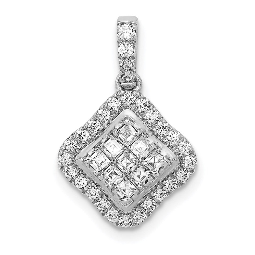 14k white gold 1 2ct real diamond cluster pendant pm4370 050 wa